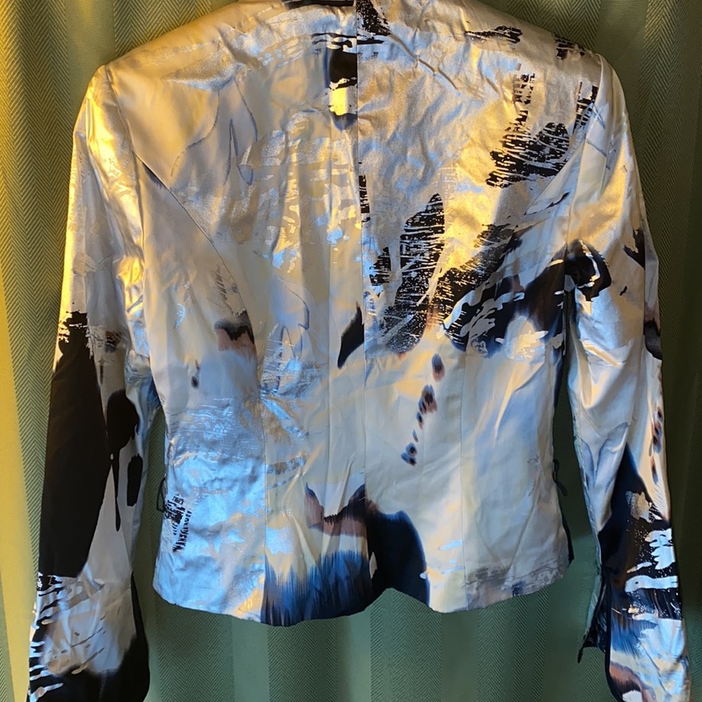 Js Collection Blazer Button Down Black Satin Butt… - image 5